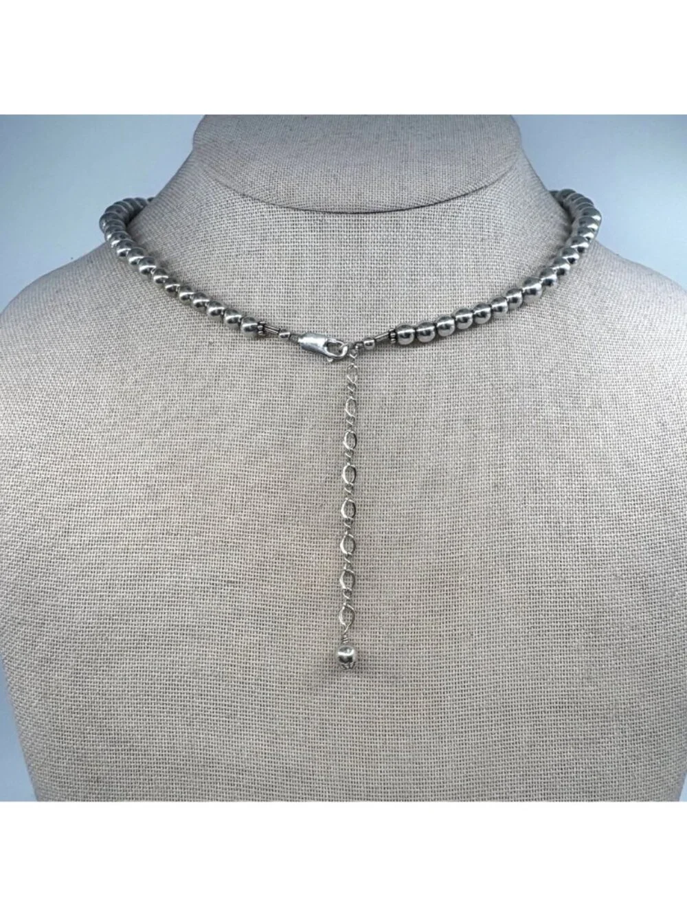 Graduated Bead Necklace 925 Sterling Silver 18-20